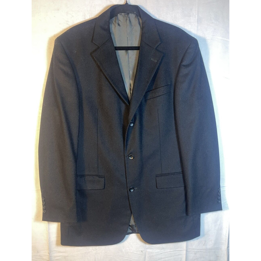 Oscar De La Renta Mens Black Wool CASHMERE Blazer/ Jacket Sport Coat Size 42 L